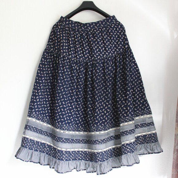 New Doen Rosanna Skirt in Indigo Calico, Size XS - Picture 12 of 15
